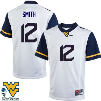 Men's West Virginia Mountaineers NCAA #12 Geno Smith White Authentic Nike Stitched College Football Jersey RM15B55TB